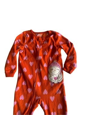 Carter's Orange Fleece Sleep Sack with Pink Hearts